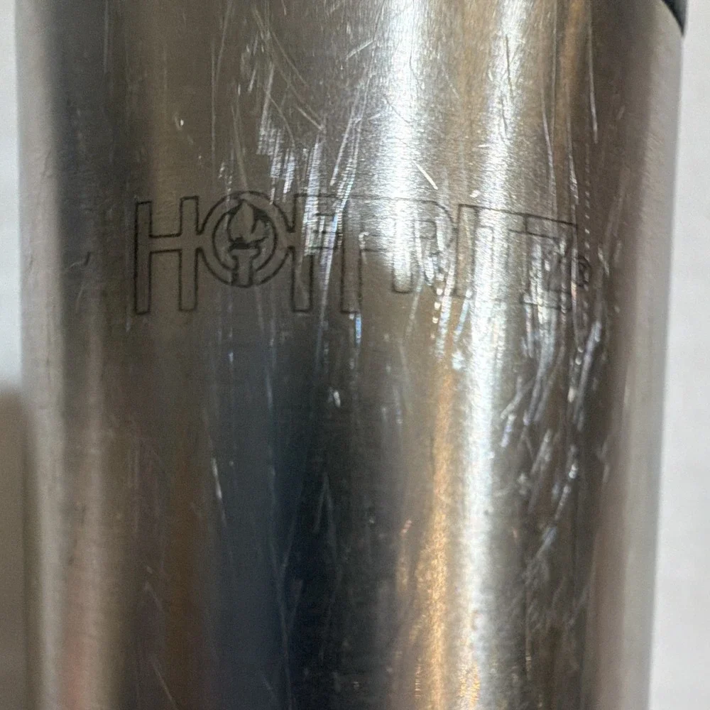 Vintage Hoffritz Stainless Steel Slotted Spatula Hanging Hole Silver Black